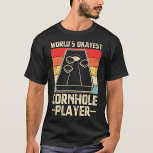 Camiseta Worlds Okayest Cornhole Player Retro Cornhole Bean