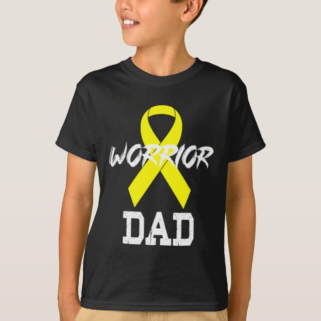 Camiseta Worrior DAD - Cinta dorada de apoyo al cáncer infa (Anverso)