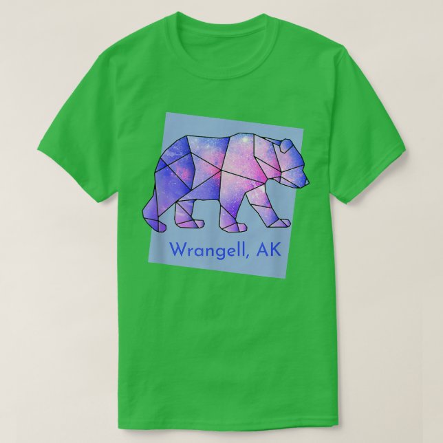 Camiseta Wrangell AK Galaxy Bear Resumen Anima geométrico (Diseño del anverso)