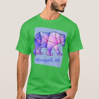 Camiseta Wrangell AK Galaxy Bear Resumen Anima geométrico
