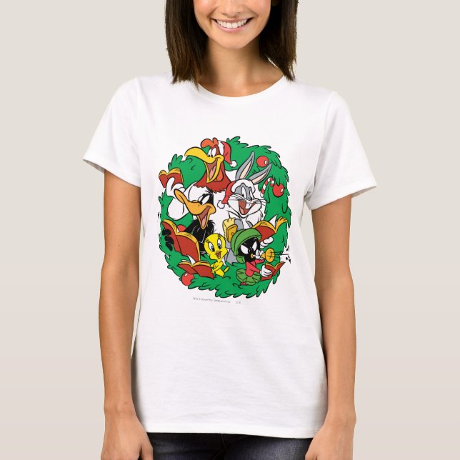 Camiseta Wreath de los Navidades del grupo LOONEY TUNES™ (Anverso)