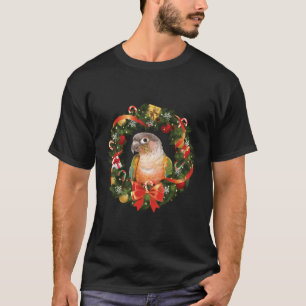 Camiseta Wreath de Navidades de loro de la mejilla verde