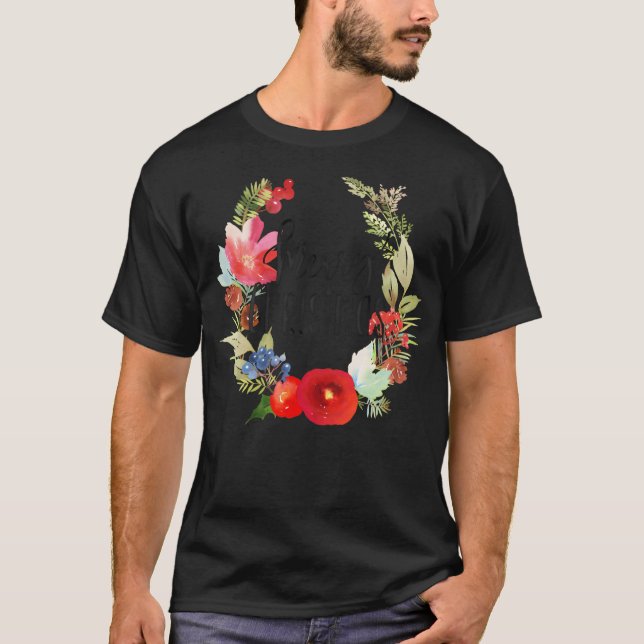 Camiseta Wreath de Navidades florales de acuarela (Anverso)