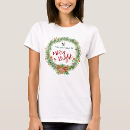 Camiseta Wreath de Navidades merry y brillantes