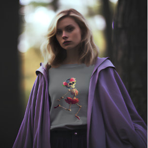 Camiseta Wreath floral de esqueleto bailando