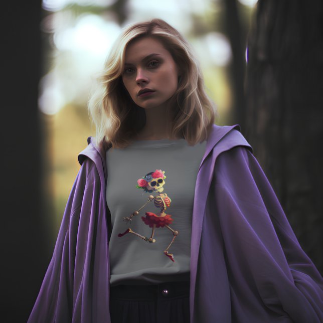 Camiseta Wreath floral de esqueleto bailando (Subido por el creador)