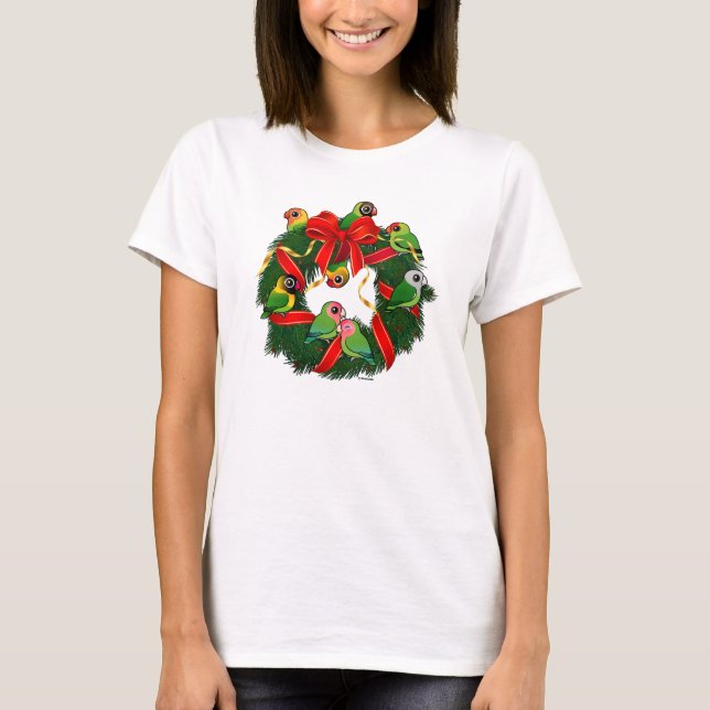 Camiseta Wreath, Navidades Birdorable de Lovebirds (Anverso)