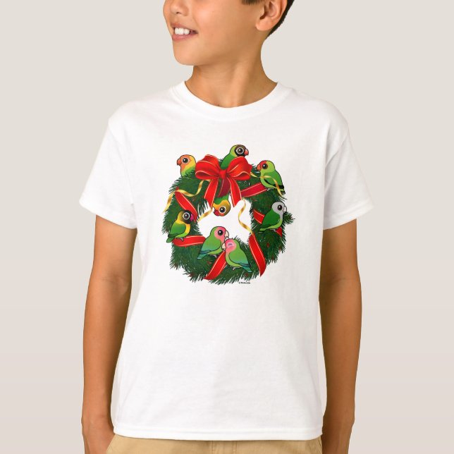 Camiseta Wreath, Navidades Birdorable de Lovebirds (Anverso)