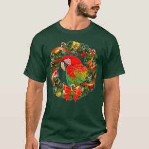 Camiseta Wreath, Navidades de Greenwing Macaw Parrot