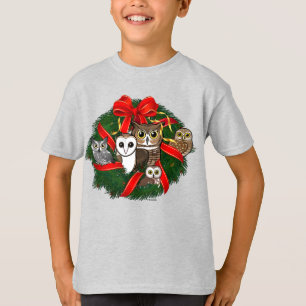 Camiseta Wreath, Navidades de lechuzas Birdorables