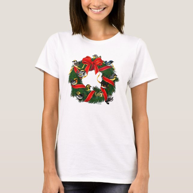 Camiseta Wreath, Navidades de Warblers que se pueden conser (Anverso)