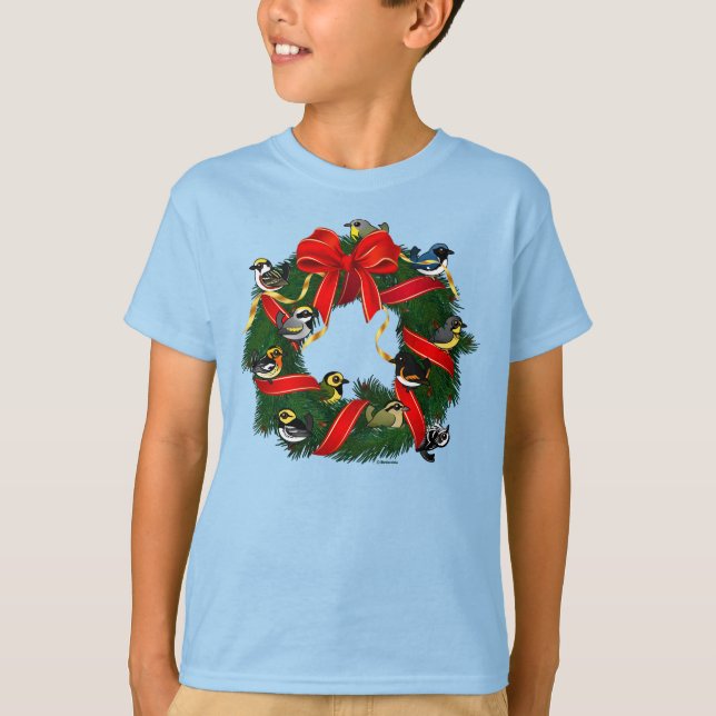 Camiseta Wreath, Navidades de Warblers que se pueden conser (Anverso)