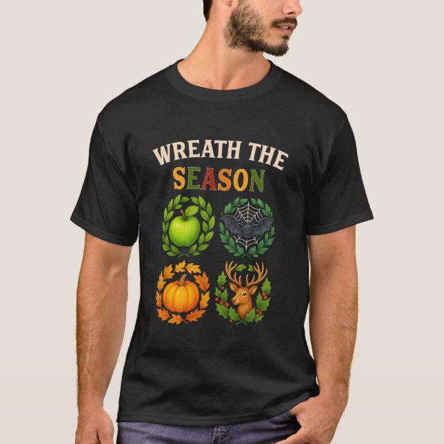 Camiseta Wreath The Season BER Months Fall Halloween Christ (Anverso)