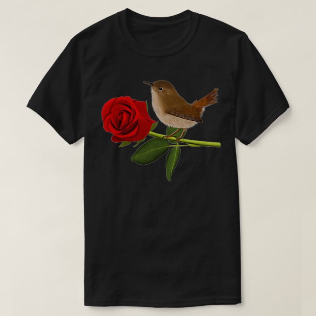 Camiseta Wren Bird El día de San Valentín Rosa Birdlover An (Diseño del anverso)