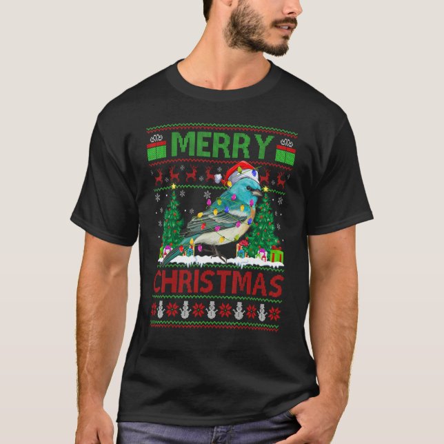 Camiseta Wren Bird   Xmas Tree Ugly Santa Wren Christmas (Anverso)