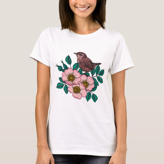 Camiseta Wren en un rosa de perro (Anverso)