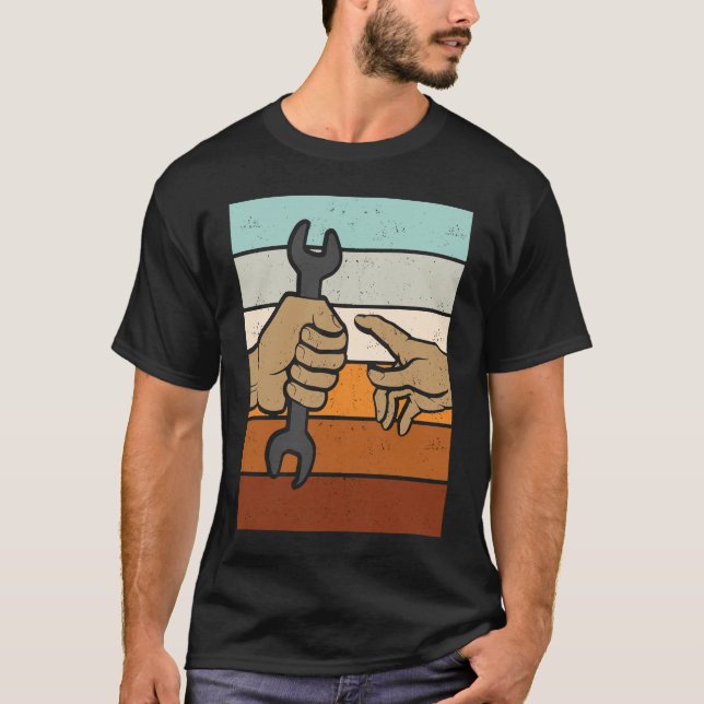 Camiseta Wrench Adam Michelangelo herramienta artesano vint (Anverso)