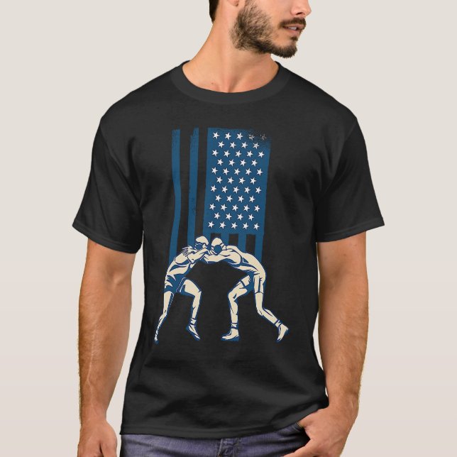 Camiseta Wrestling American USA Flag Wrestling  Wrestling F (Anverso)