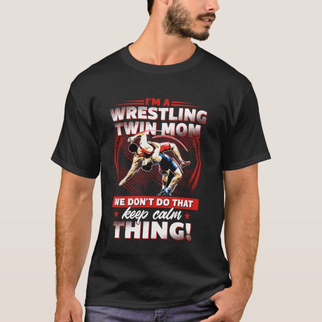 Camiseta Wrestling Funny Best I'm A Wrestling Twin Mom Vint (Anverso)