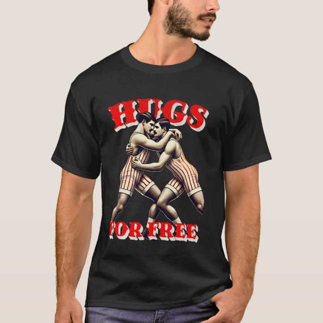 Camiseta Wrestling Hugs Wrestler Fighter Gym Sport Fight Wi (Anverso)