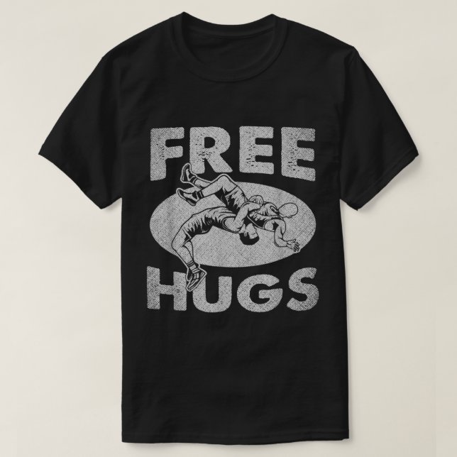 Camiseta Wrestling Shirts  Funny Free Hugs Wrestling  (Diseño del anverso)