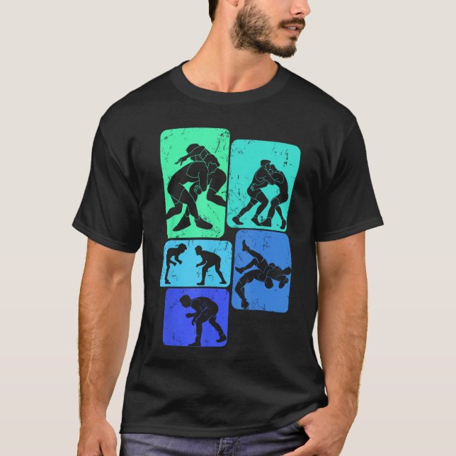 Camiseta Wrestling Wrestler Men Boys retro (Anverso)