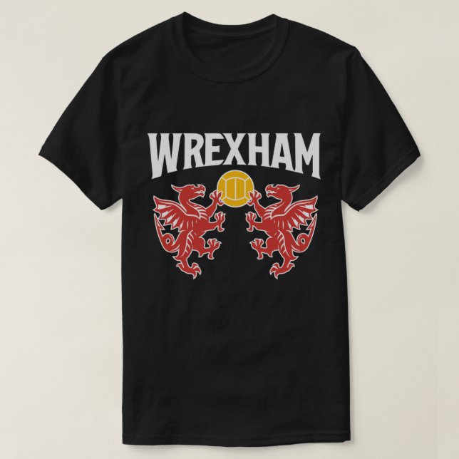 Camiseta Wrexham texto grande con dragones63 (Diseño del anverso)