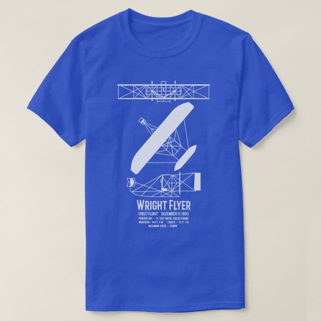 Camiseta Wright Brothers Flyer First Plane Infographic Diag (Diseño del anverso)