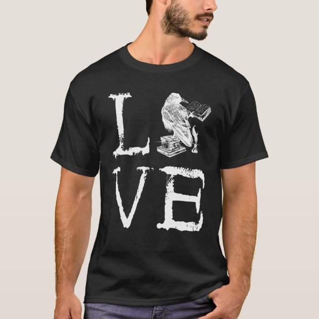 Camiseta Writer Raven Love Book  Reading Novel Writing (Anverso)