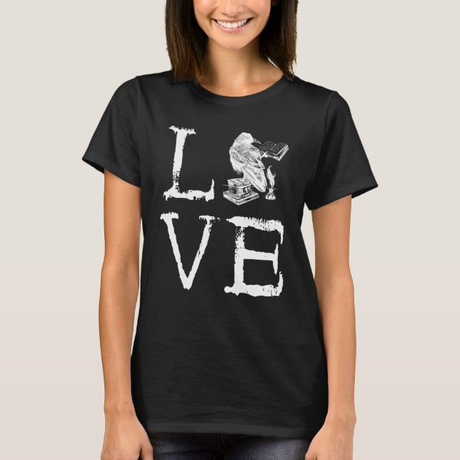 Camiseta Writer Raven Love Book  Reading Novel Writing (Anverso)