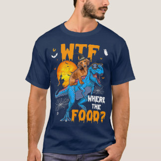 Camiseta WTF donde la comida Halloween Dachshund Perro TRex