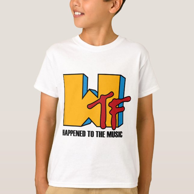 Camiseta WTF le pasó a la música - Gracioso retro 80 (Anverso)