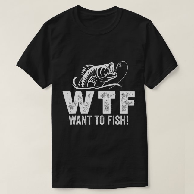 Camiseta WTF quiere pescar, para un gran papá genial, graci (Diseño del anverso)