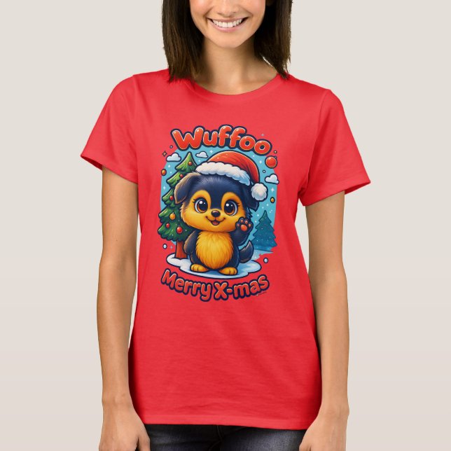 Camiseta Wuffoo Molli Merry X-mas Kawaii 3D Holiday (Anverso)