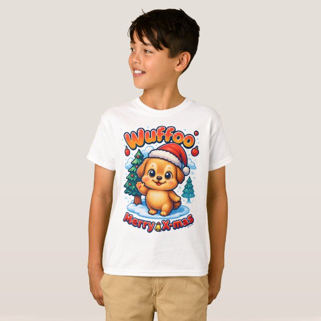 Camiseta Wuffoo Roony Merry X-mas Kawaii 3D Holiday (Anverso completo)
