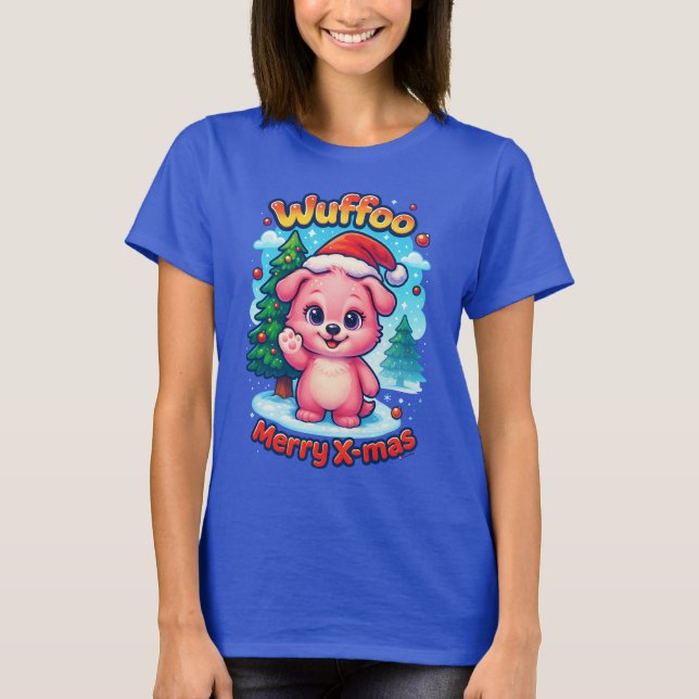 Camiseta Wuffoo Shelly Merry X-mas Kawaii 3D Holiday (Anverso)