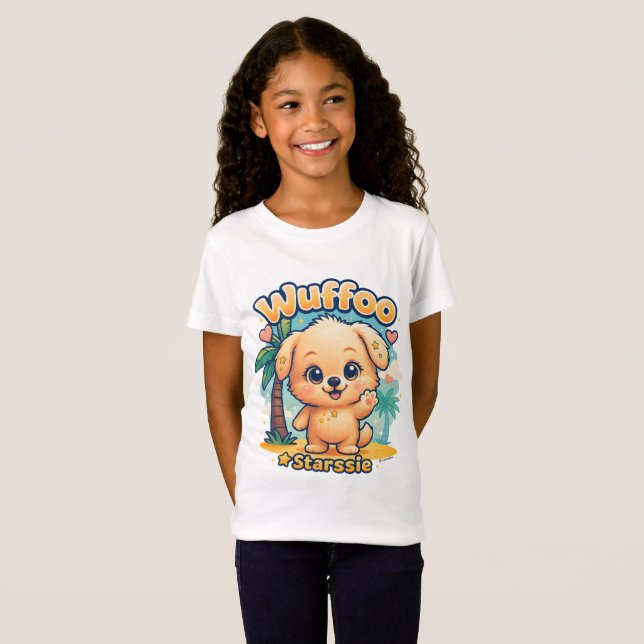 Camiseta Wuffoo Starssie Kawaii Puppy Tropical Island (Anverso completo)