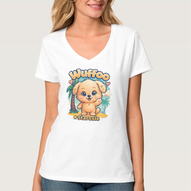 Camiseta Wuffoo Starssie Kawaii Puppy Tropical Island (Anverso)