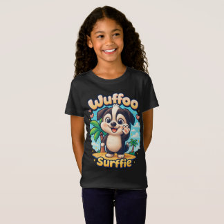 Camiseta Wuffoo Surffie Cute Kawaii Puppy Tropical Island 