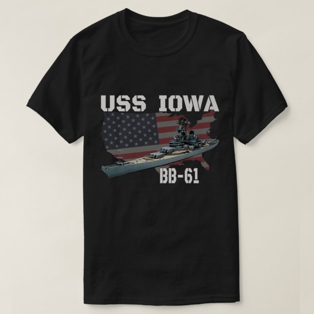 Camiseta WW2 American Battleship, USS Iowa Warship BB-61 Ve (Diseño del anverso)