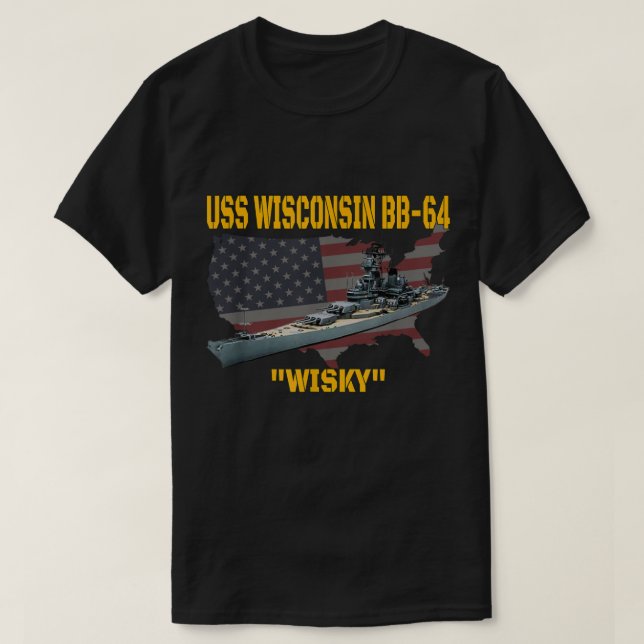 Camiseta WW2 Barco y buque de guerra coreano USS Wisconsin  (Diseño del anverso)
