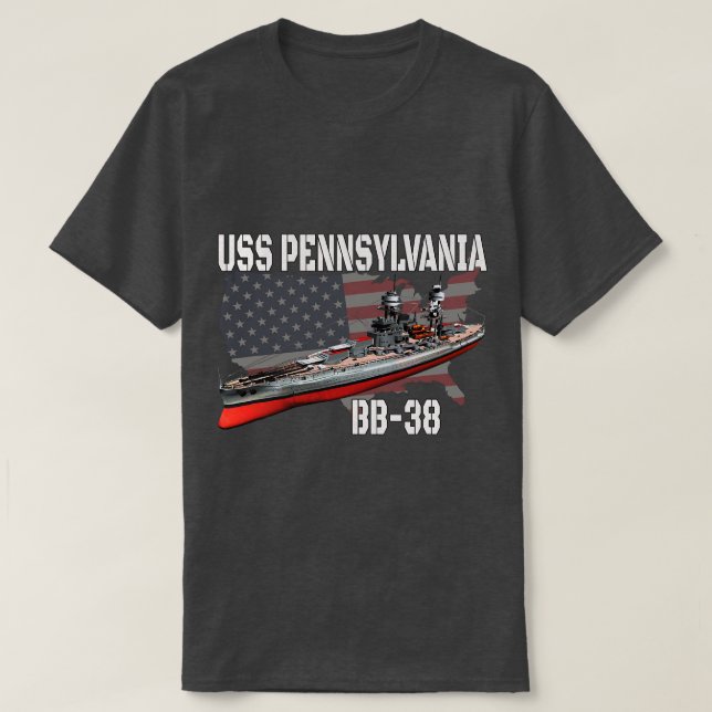 Camiseta WW2 Battleship USS Pennsylvania BB38 Warship Veter (Diseño del anverso)