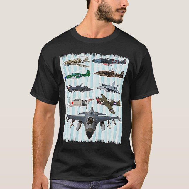 Camiseta WW2 Planes Warbirds P51 Mustang Spitfire Messersch (Anverso)
