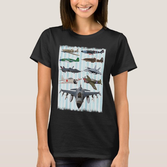 Camiseta WW2 Planes Warbirds P51 Mustang Spitfire Messersch (Anverso)