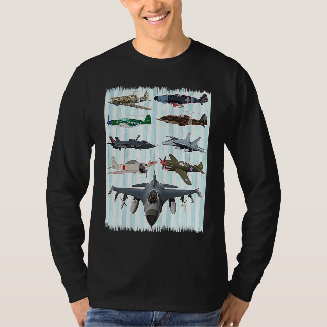 Camiseta WW2 Planes Warbirds P51 Mustang Spitfire Messersch (Anverso)