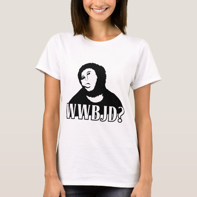 Camiseta ¿WWBJD? ¿- Qué la bestia Jesús haría? (Anverso)