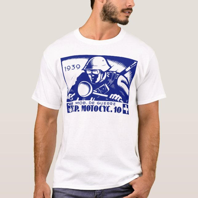 Camiseta WWII Swiss Motorcycle Company, azul (Anverso)