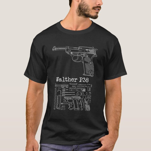 Camiseta Wwii Walther P38 Antique Para Colector De Armas (Anverso)