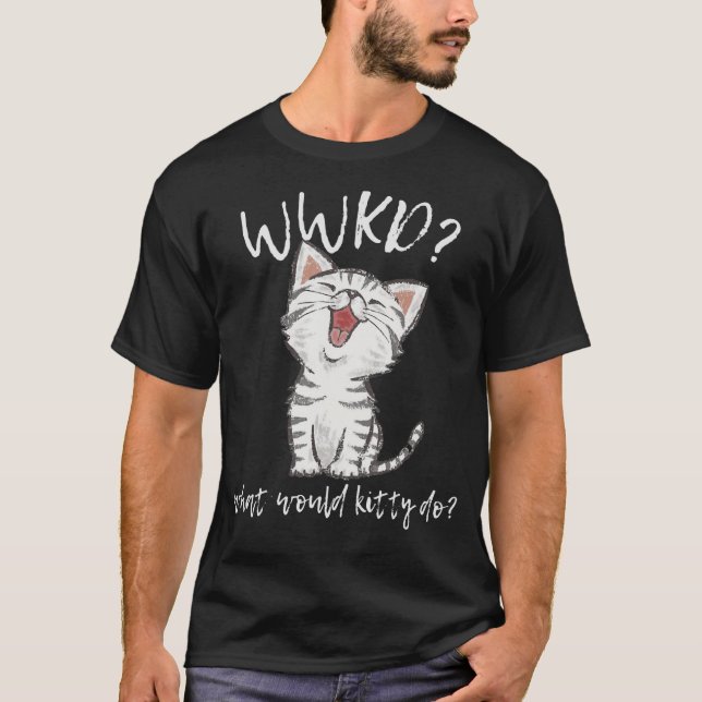 Camiseta WWKD ¿Qué haría Kitty con un gato lindo? (Anverso)