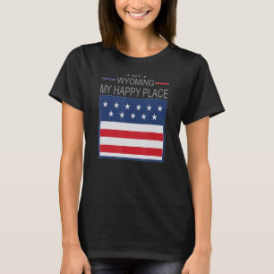 Camiseta WY Wyoming Mi feliz lugar Estados Unidos Mapa de l